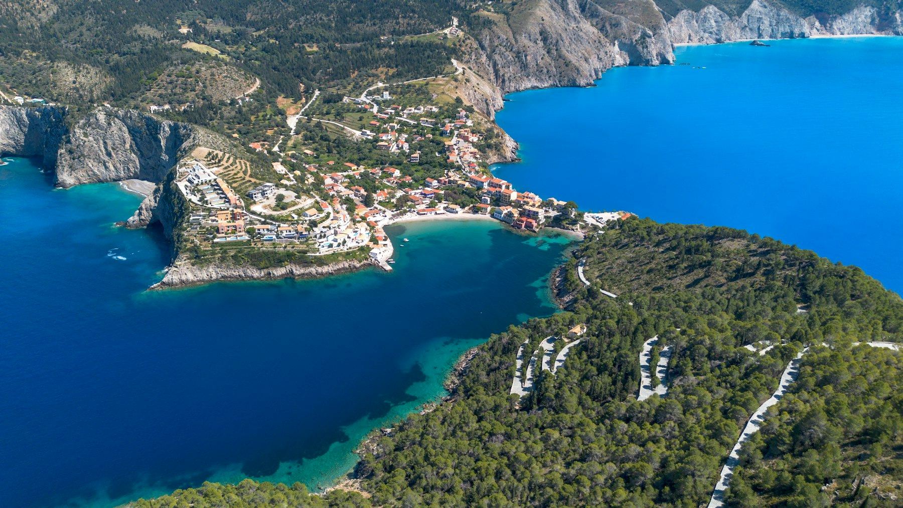 Coastal village and road for private transfers anywhere in Rhodes